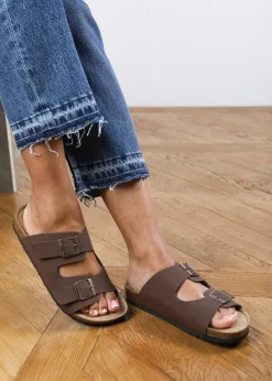 Where's That From Brown Victoria Plaited Flatform Slider