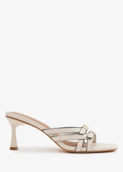 Where's That From Cream PU Ariela Cross-Over Buckle Details Strap Heel