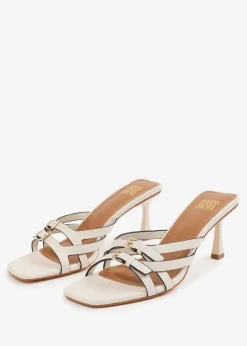 Where's That From Cream PU Ariela Cross-Over Buckle Details Strap Heel