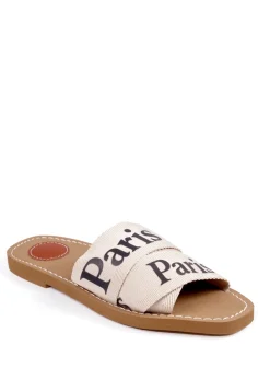 Where's That From Cream Pu Cobra Flat Sandals