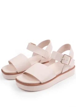Where's That From Cream Pu Phoenix Classic Flat Sandals