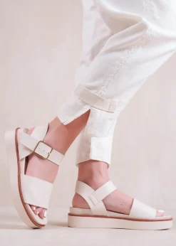 Where's That From Cream Pu Phoenix Classic Flat Sandals