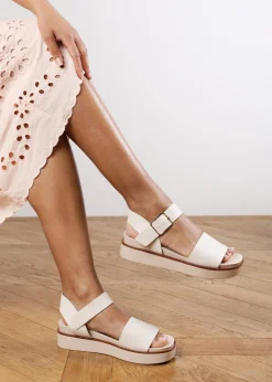 Where's That From Cream PU Teresa Footbed Flatform Sandals