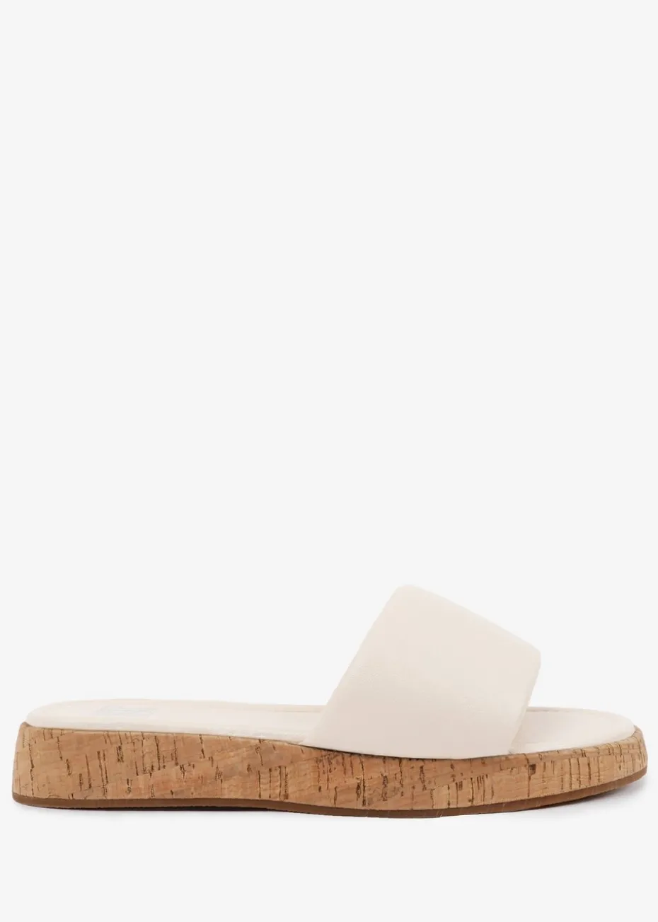 Where's That From Cream PU Julia Flatform Sliders Sandal