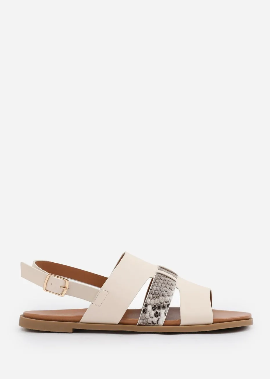 Where's That From Cream PU Uma Flat Sandals