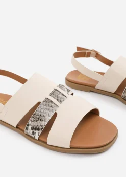 Where's That From Cream PU Uma Flat Sandals