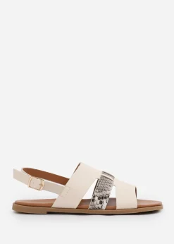 Where's That From Cream PU Uma Flat Sandals