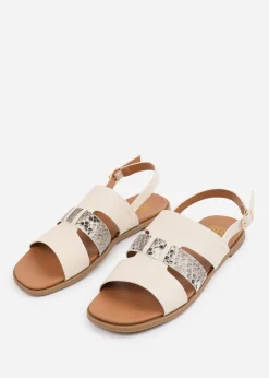 Where's That From Cream PU Uma Flat Sandals
