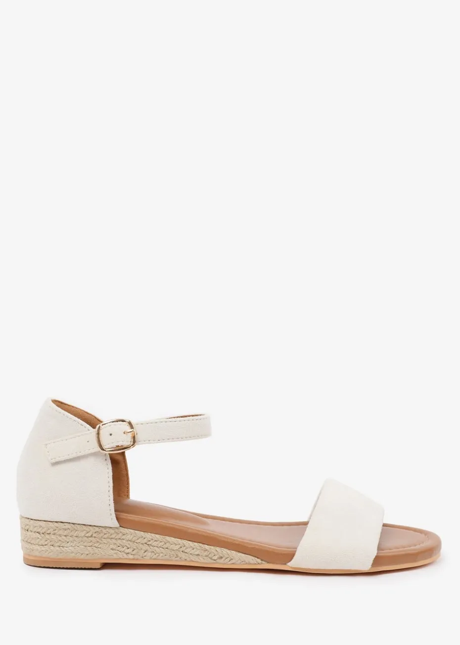 Where's That From Cream Suede Eleanor Low Wedge Shoes