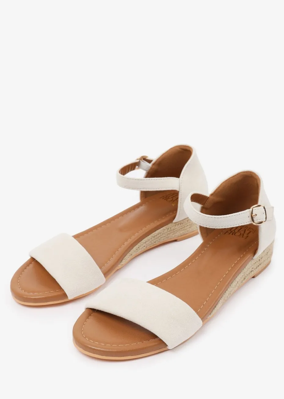 Where's That From Cream Suede Eleanor Low Wedge Shoes