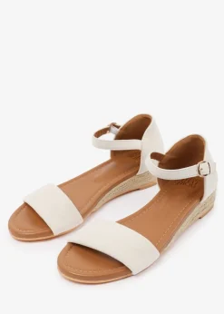 Where's That From Cream Suede Eleanor Low Wedge Shoes