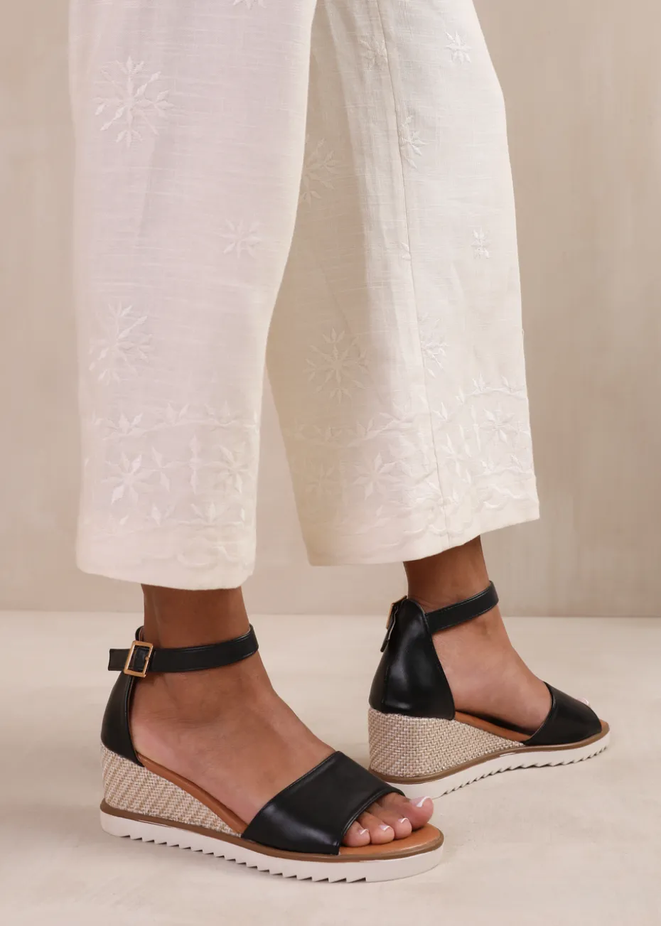 Where's That From Dusk Wedge With Buckle Ankle Strap Black