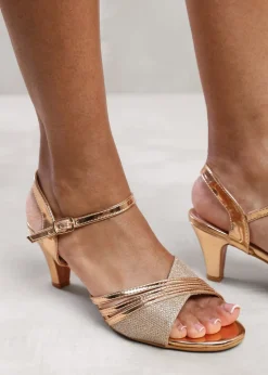 Where's That From Gold Jenelle Buckle Ankle Strap Sandal