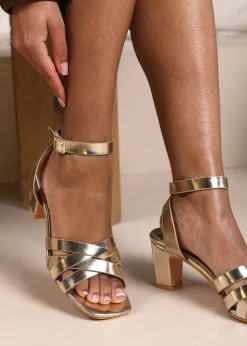 Where's That From Gold PU Caity Triple Link Chain Detail Sandals