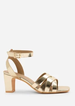 Where's That From Gold PU Caity Triple Link Chain Detail Sandals