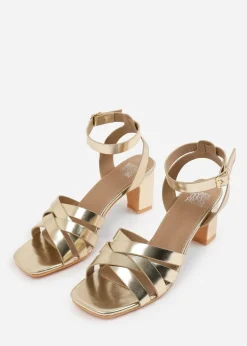 Where's That From Gold PU Caity Triple Link Chain Detail Sandals