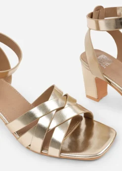 Where's That From Gold PU Caity Triple Link Chain Detail Sandals