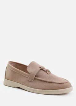 Where's That From Khaki Suede Pegasus Slip On Trim Loafers