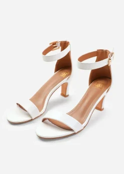 Where's That From Madrid White Block Heel With Ankle Strap