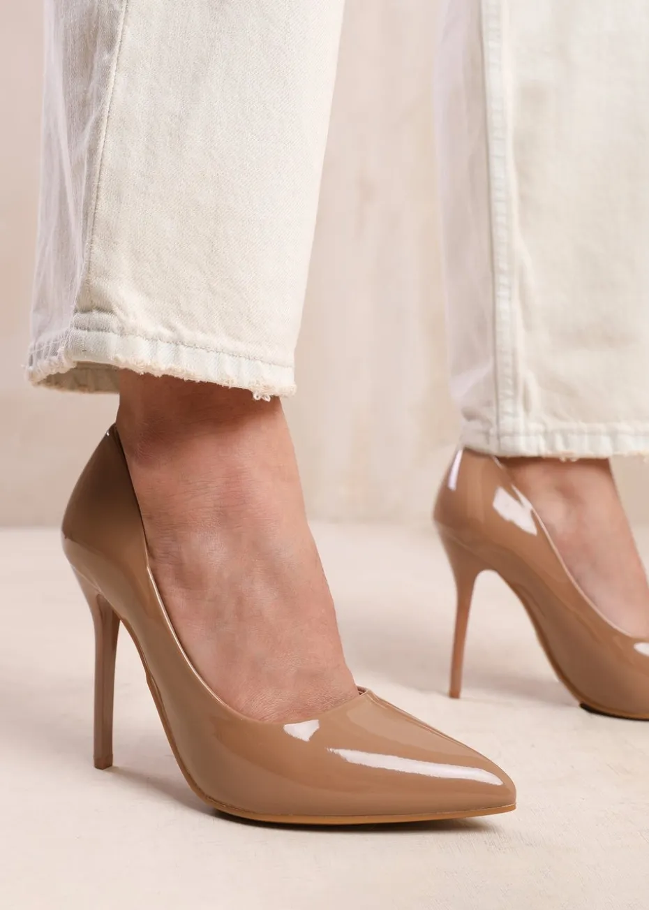Where's That From Mocha Patent Kyra High Heel Stiletto Pumps