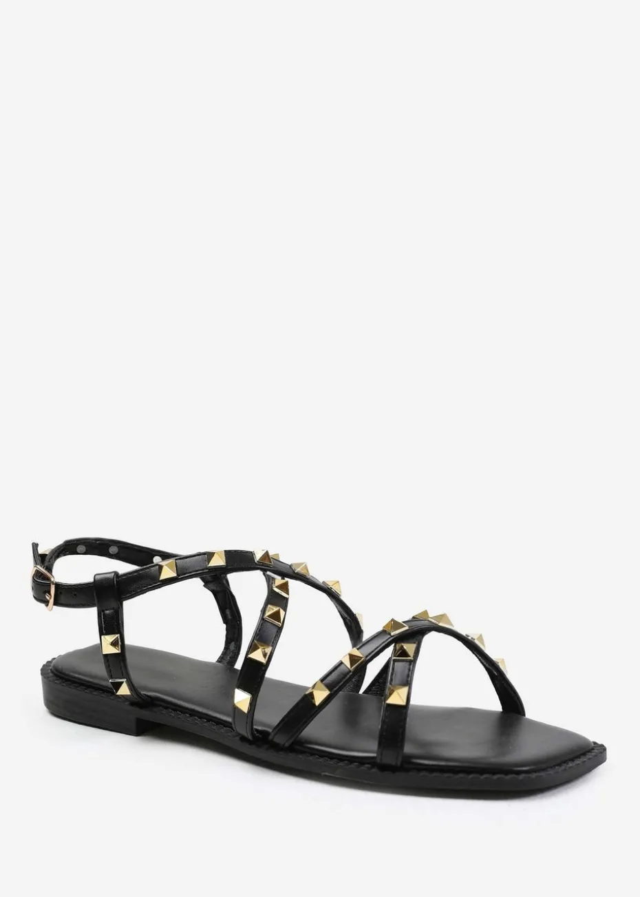 Where's That From Montana Black Gladiator Sandal With Studd Detail