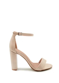 Where's That From Nude Pu Skye Strappy Block Heels