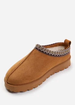 Where's That From Pine Chestnut Faux-Suede Fur Lining Slipper Boots