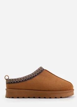 Where's That From Pine Chestnut Faux-Suede Fur Lining Slipper Boots