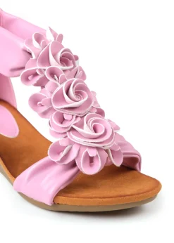 Where's That From Pink Pu Abilene Low Wedge Heel Sandals