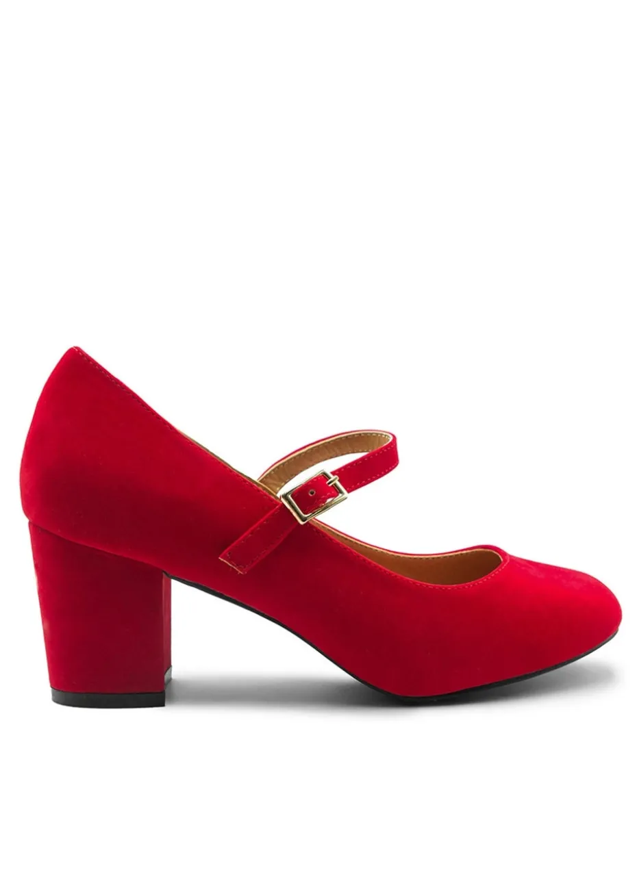 Where's That From Red Araceli Extra Wide Mary Jane Pumps