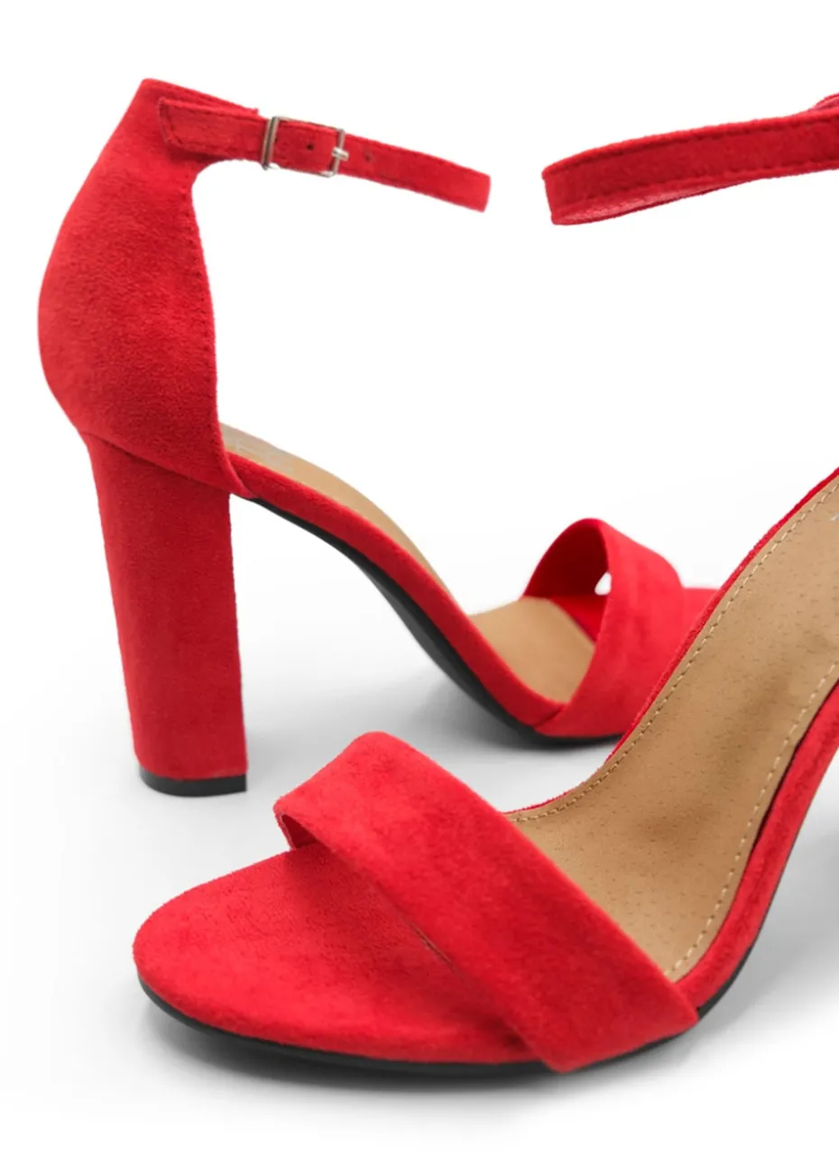 Where's That From Red Suede Skye Strappy Block Heels