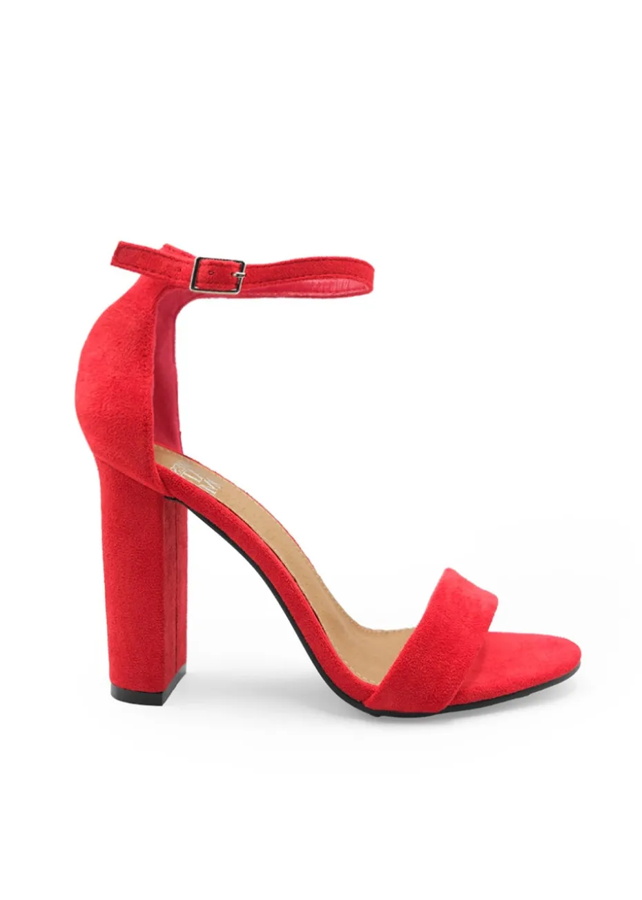 Where's That From Red Suede Skye Strappy Block Heels