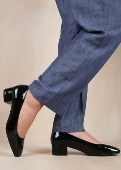 Where's That From Seattle Black Patent Square Toe Block Heels