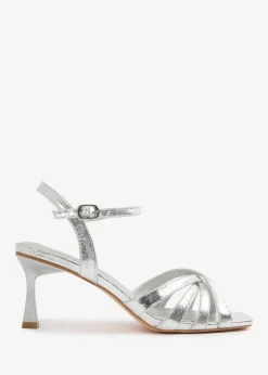 Where's That From Silver PU Torigh Cross-Over Multi-Strap Adjustable Buckle Heel