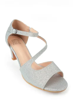 Where's That From Silver Suede Seany Low Kitten Heel