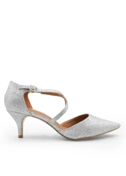 Where's That From Silver Glitter Kennedi Low Kitten Heels