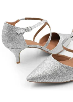 Where's That From Silver Glitter Kennedi Low Kitten Heels