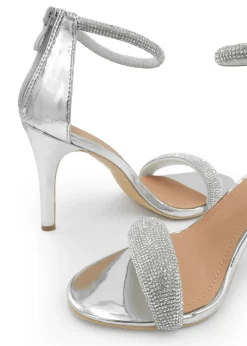 Where's That From Silver Faux Leather Sabra High Heel Sandals