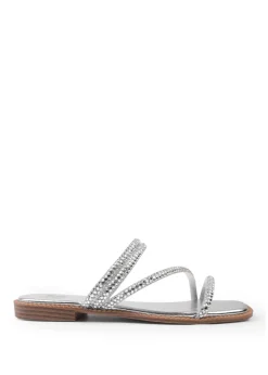Where's That From Silver Dream Strappy Flat Sandals