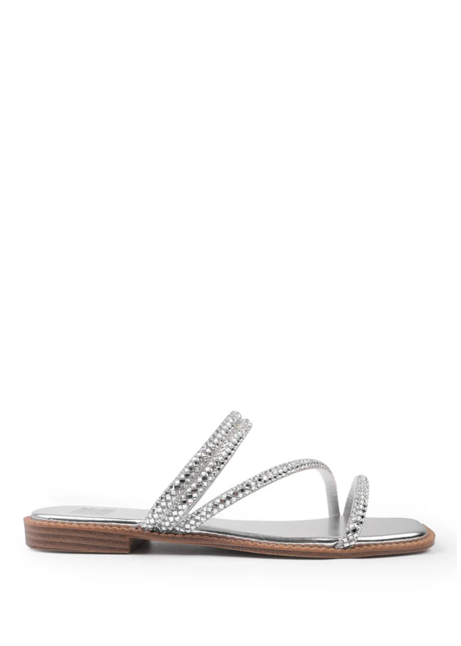 Where's That From Silver Dream Strappy Flat Sandals
