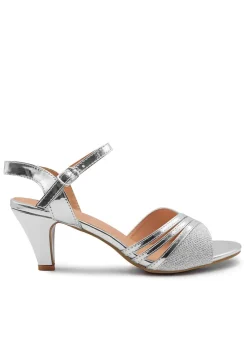 Where's That From Stormi Low Heel Sandals In Silver Glitter