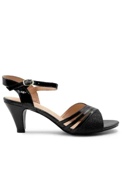 Where's That From Stormi Low Heel Sandals In Black Glitter