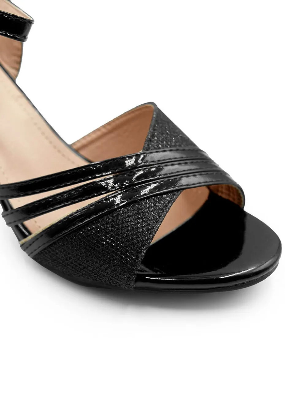 Where's That From Stormi Low Heel Sandals In Black Glitter