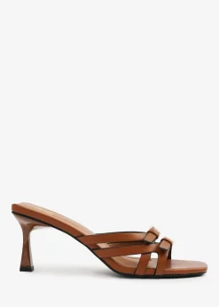 Where's That From Tan PU Ariela Cross-Over Buckle Details Strap Heel