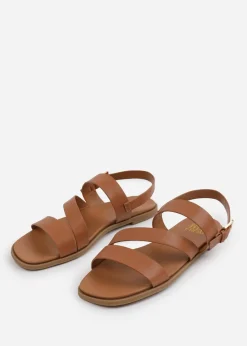 Where's That From Tan PU Nessa Flat Sandals
