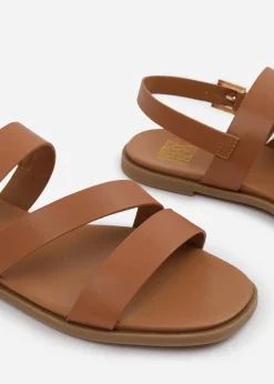 Where's That From Tan PU Nessa Flat Sandals