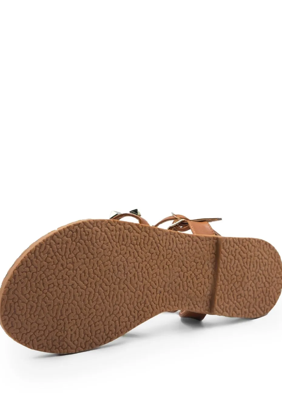 Where's That From Tan Pu Natalia Studded Gladiator Sandals