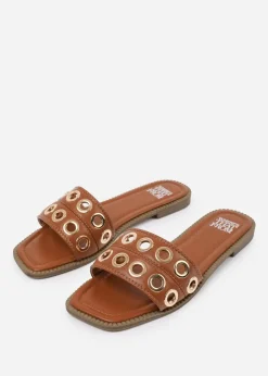 Where's That From Tan PU Bonnie Flatform Sandal