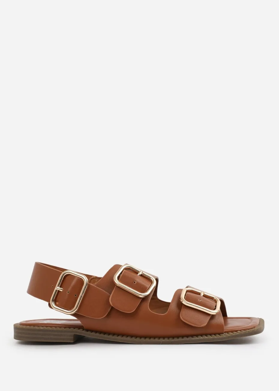 Where's That From Tan PU Cher Flatform Sandal