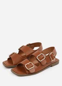 Where's That From Tan PU Cher Flatform Sandal